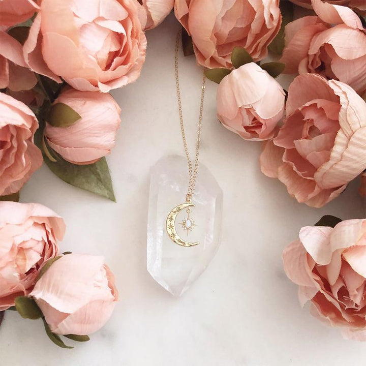 Moon & Sun Croissant Necklace | Skanto
