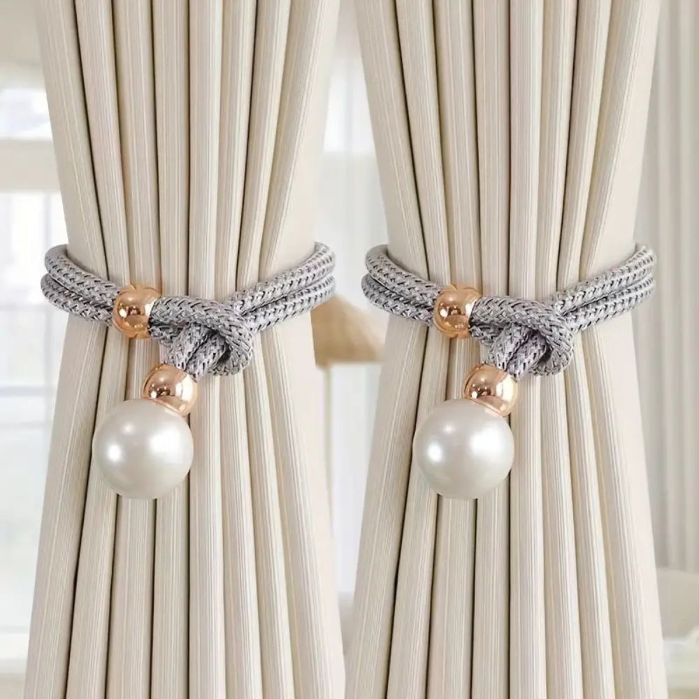 Skanto | Lyst Perle Gardin Snor Tilbake | 2 Pcs Sett