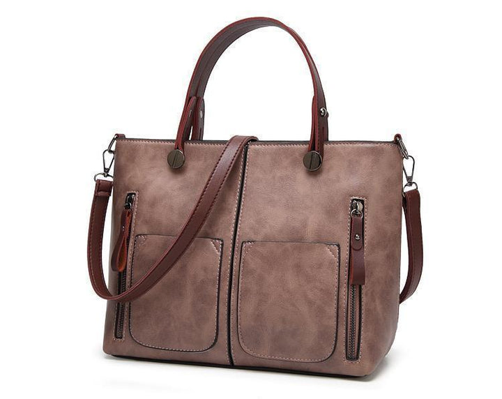Cera - Dobbel Frontlomme Vintage Tote Håndveske | Skanto