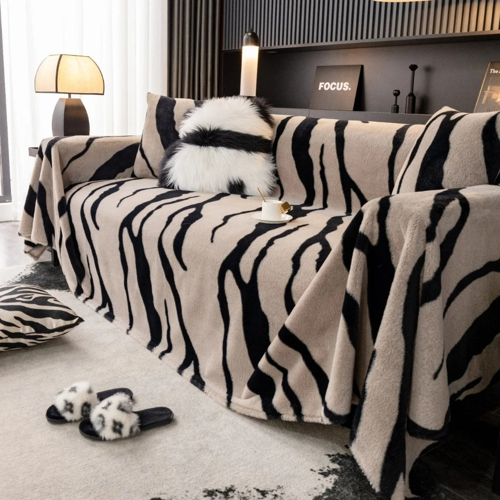 Skanto | Wild Stripes Zebra Fleece Sofa Cover