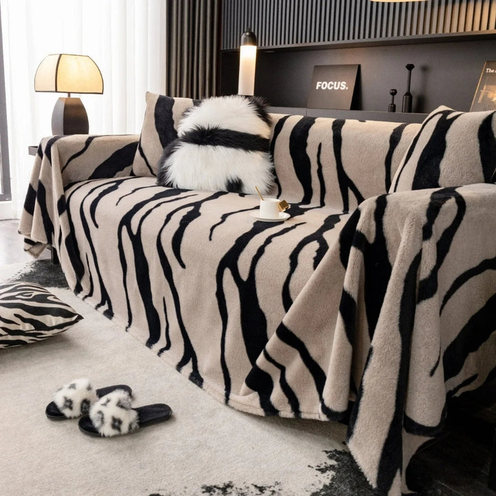 Skanto | Wild Stripes Zebra Fleece Sofa Cover