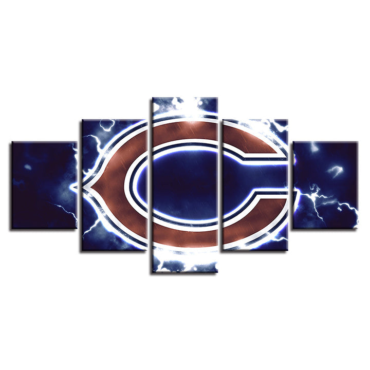 Charged Chicago Bears 5 Stykker-Canvas Veggkunst Maleri | Skanto