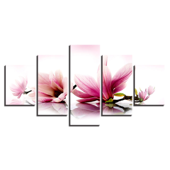 Rolig rosa magnoliagren - 5-delt lerretsbilde