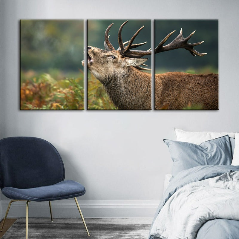 Blöken Elk - Lerret Veggkunst Maleri 3 Deler | Skanto