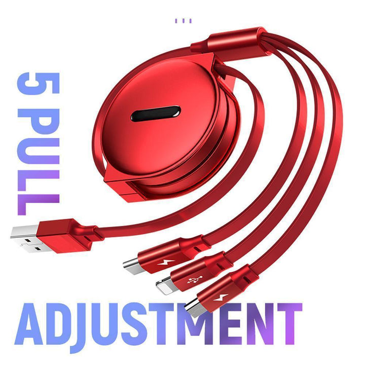 Skanto | 3-1 Uttrekkbar ladekabel for IOS, Micro og Type-c