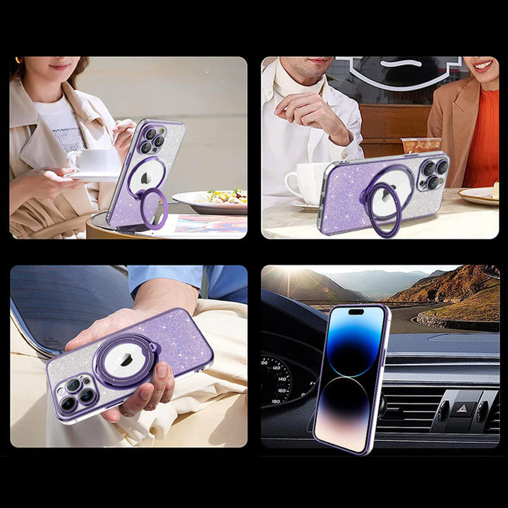 Skanto | Magnetisk Glitterdeksel med Usynlig Stativ for iPhone