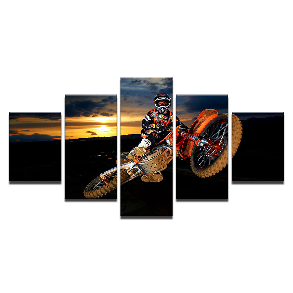 Motorbike Soaring 5 deler - lerret veggkunst maleri