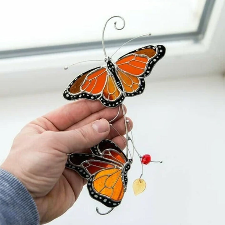 Flekkete Monarch Butterfly Glass Window Decor | Skanto