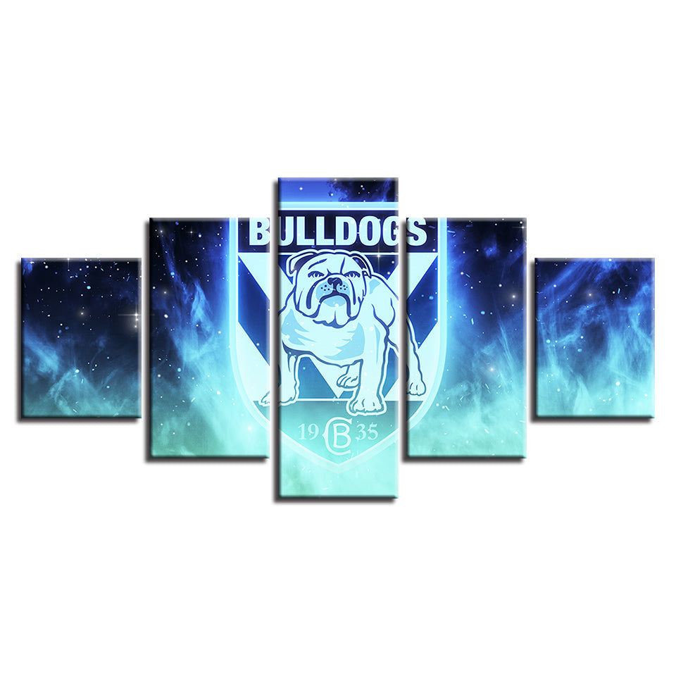 CB Bulldogs 5 deler-lerret veggkunstmaleri | Skanto
