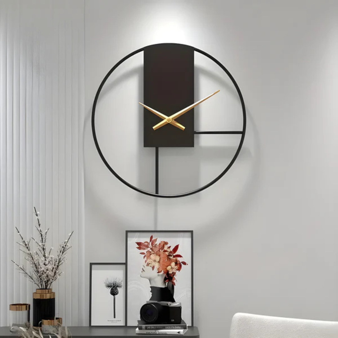 Norvo | Elegant Minimalist Veggklokke Aurum med Stille Mekanisme