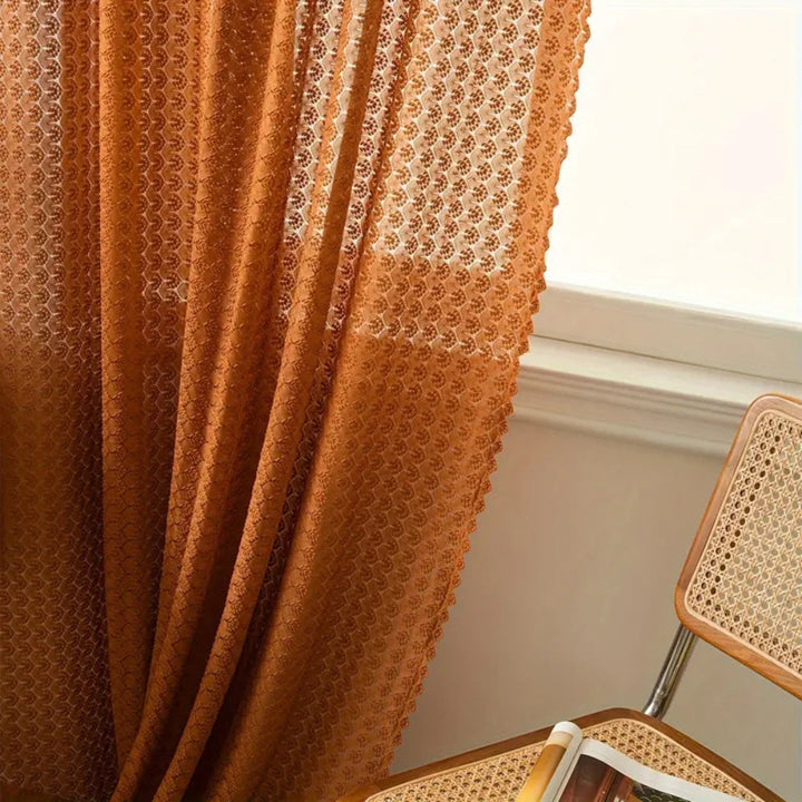 Amber Glow Boho Häkel-Fenstervorhang