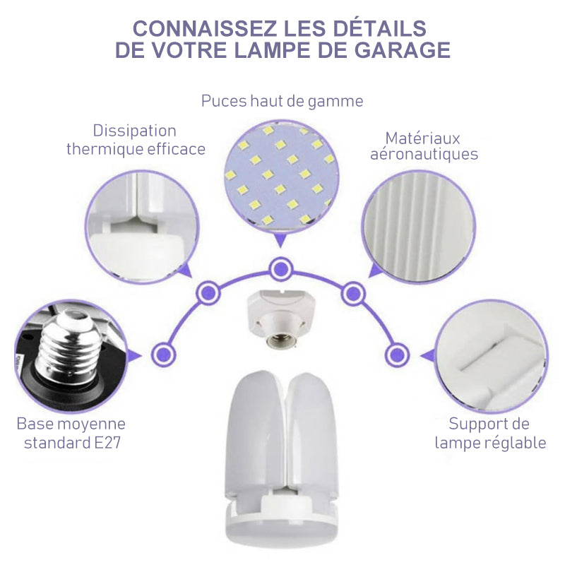 Foldbar deformert universal garasje lampe | Skanto