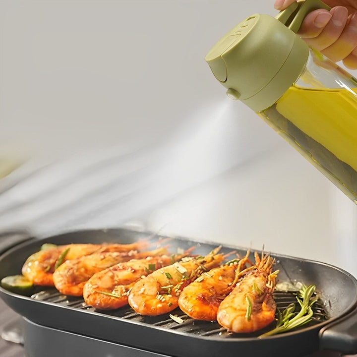 2-i-1 Olivenolje Dispenser og Spray for Matlaging, Salat, Steking og BBQ Skanto