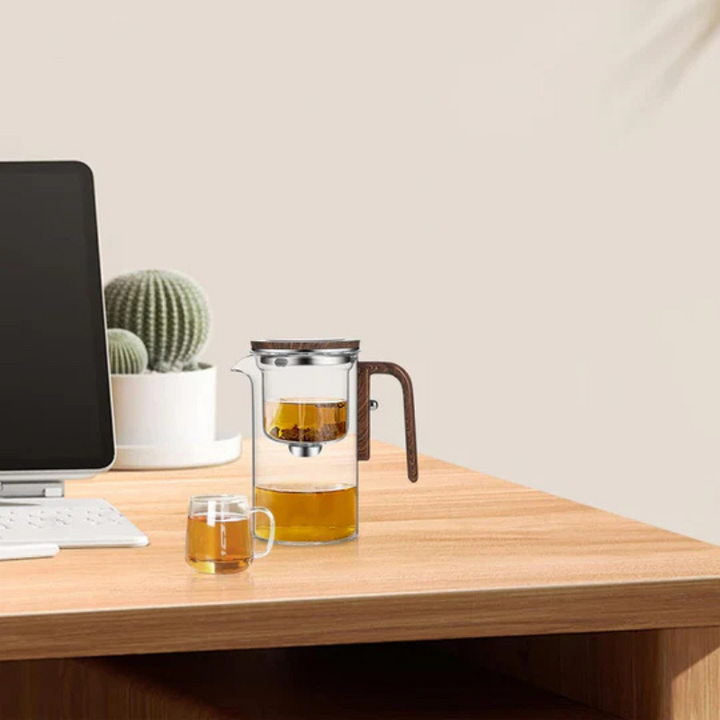 motstandsdyktig glass tekanne med treskaft – Elegant infusjonskanne Skanto