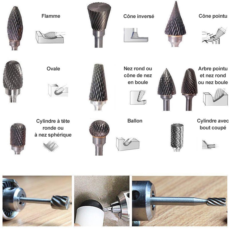 Tungsten Carbide Slipeskaft (10 PCS) | Skanto