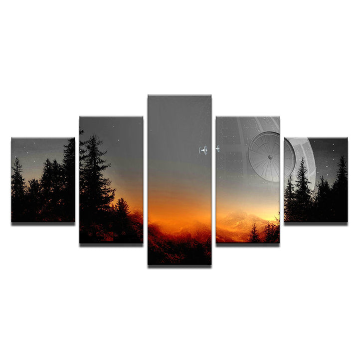 5-delt lerretbilde "Solnedgang"