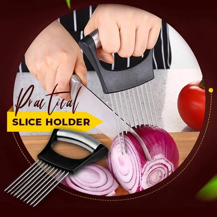 Rustfritt Stål Løk Cutter Holder, Mat Skjærer Assistent Tomat Skjærer Holder | Skanto