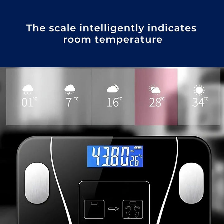 BodyMetrics Smart Body Composition Scale | BMI Fat Scale - Måler Vekt - Beregner Kroppsfett - Spor Fitness Skanto