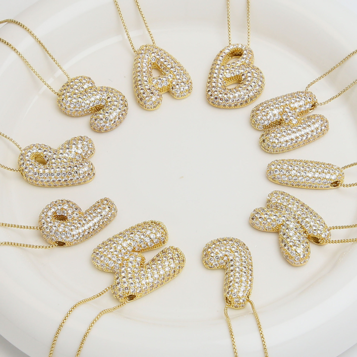 Skanto | Chunky Bubble Diamond Dazzle Initial Halskjeder
