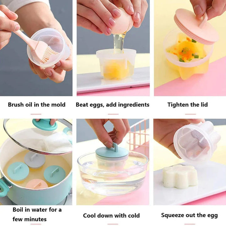 Skanto | Søt Kokt Egg Form🥚🥚4 PCS/Sett Med Pensel