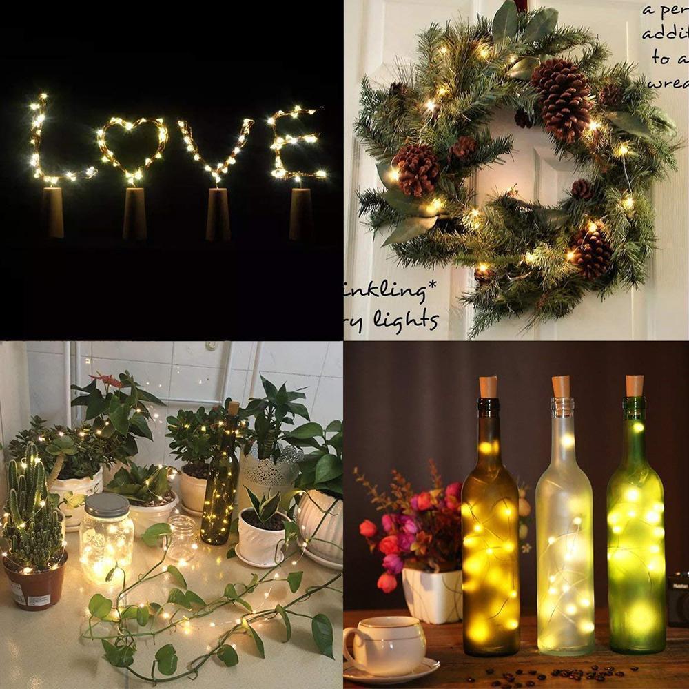 LED Vinflaske Lys Kork Natt Lys DIY Dekor Løft - Stykke | Skanto