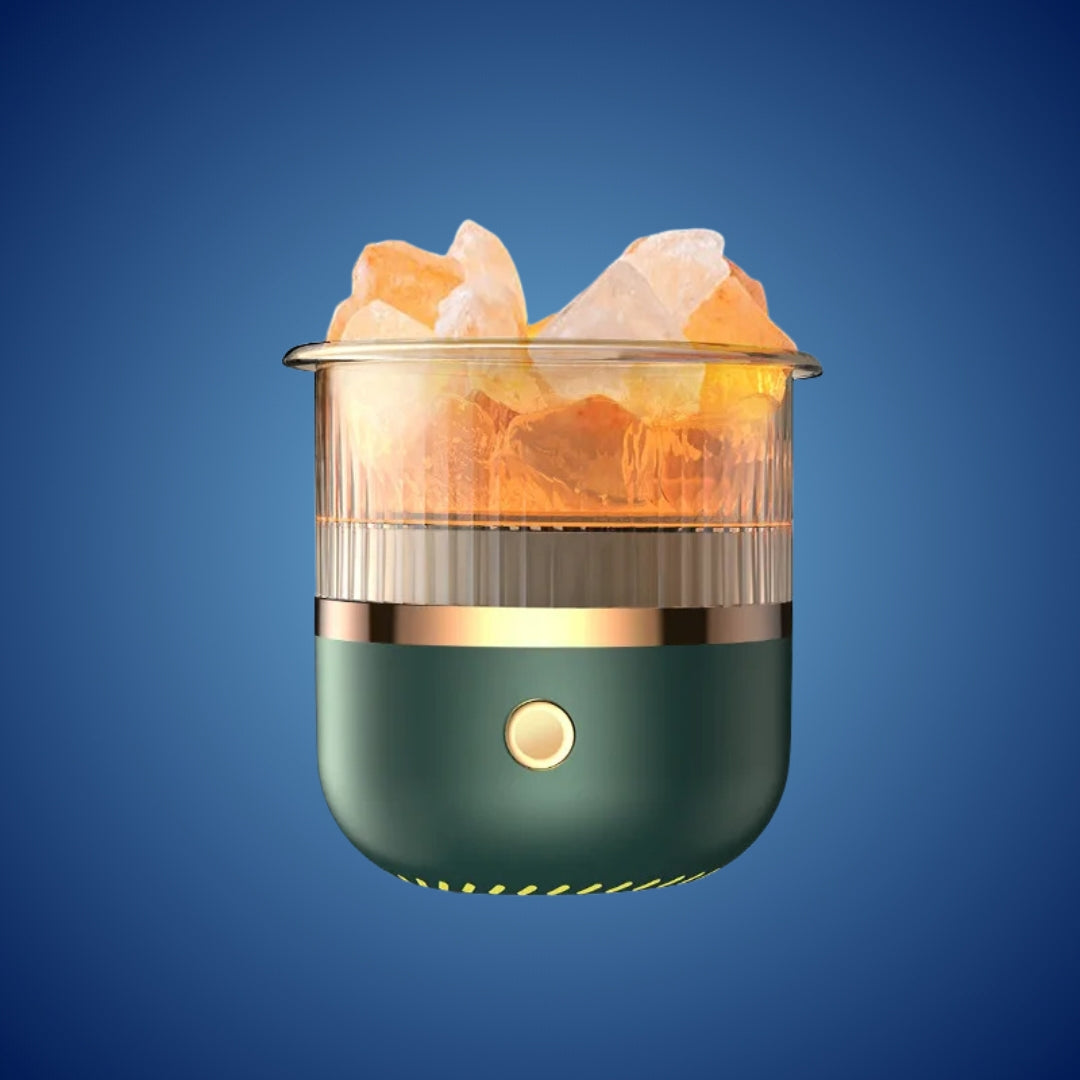 SereniGlow Crystal Salt Fuktighetsgiver | USB Aroma Diffuser – Nattlys & Luftrenser – For Avslapning, Stressreduksjon & Forbedret Luftkvalitet Skanto