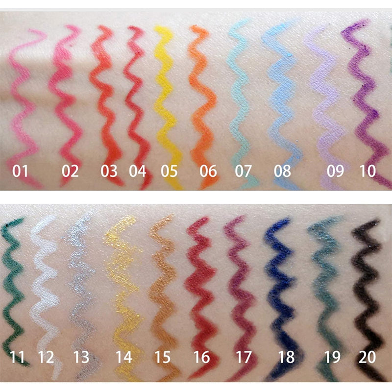 20 PCS Fargede Eyeliner Blyant Sett | Skanto