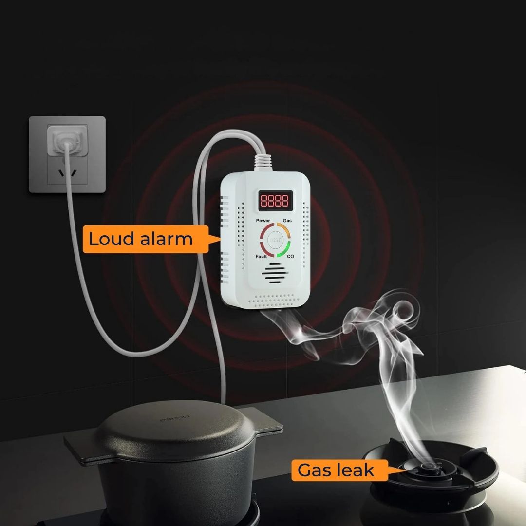 Digital Display – 85dB Høyt Alarm – Hjemmesikkerhetsenhet – Tidlig Varsel Beskyttelse for Familie Skanto