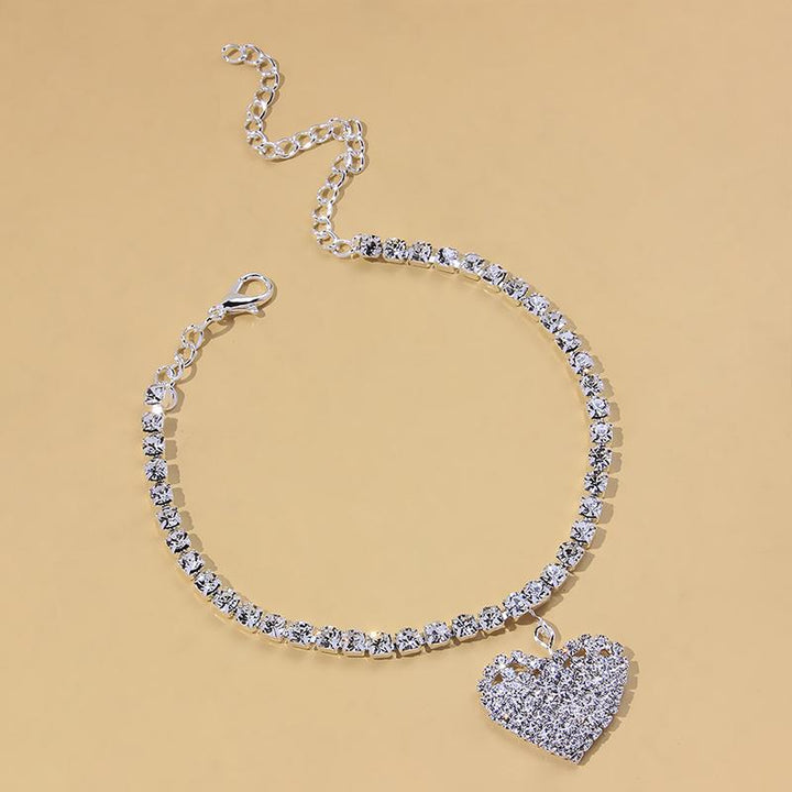 Skanto | Fashion Heart Rhinestone Ankelkjede