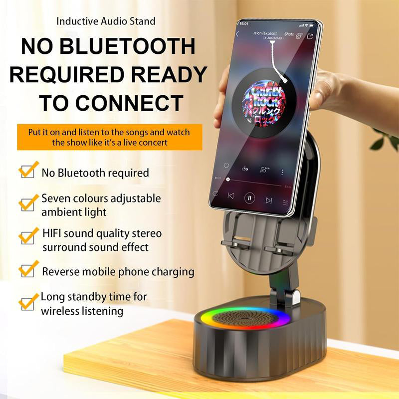 Skanto | Trådløs induksjons lyd Bluetooth-høyttaler 5 i 1 telefonholder