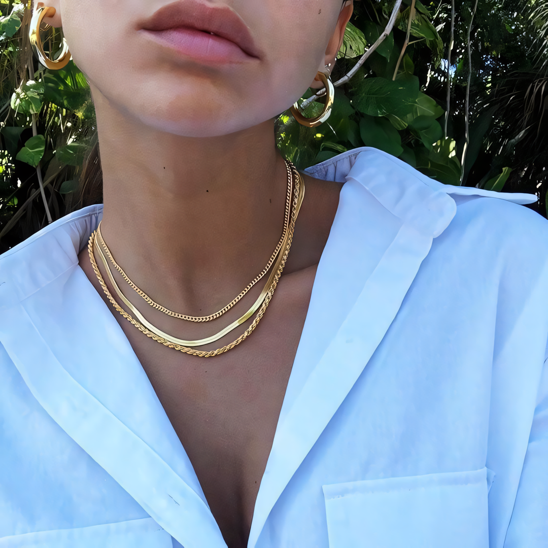 Skanto | 3pc Klassisk Halskjede Choker Stabel