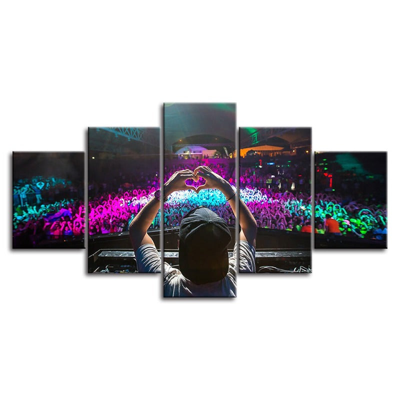5-delt overfylt DJ-konsert - lerret veggkunstmaleri | Skanto