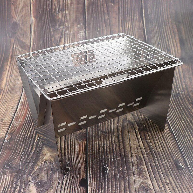 Skanto | Rustfritt Stål Bærbar Sammenleggbar Camping Mini Grill