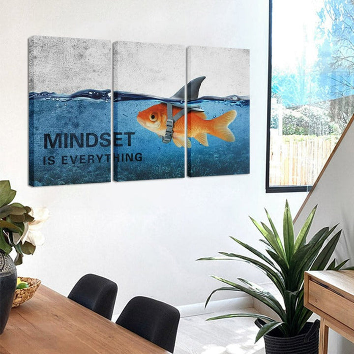 3Pc Abstract Blue Goldfish Shark Posters Canvas Painting | Skanto