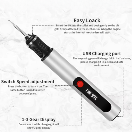 Skanto | DIY KITSCRIBE PENCIL for artists, rechargeable precision tool for 50+ surfaces with 30 bits and mastery guide