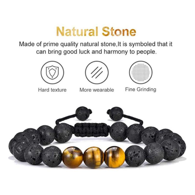 Skanto | Tiger Eye Lava Rock Stone Armbånd