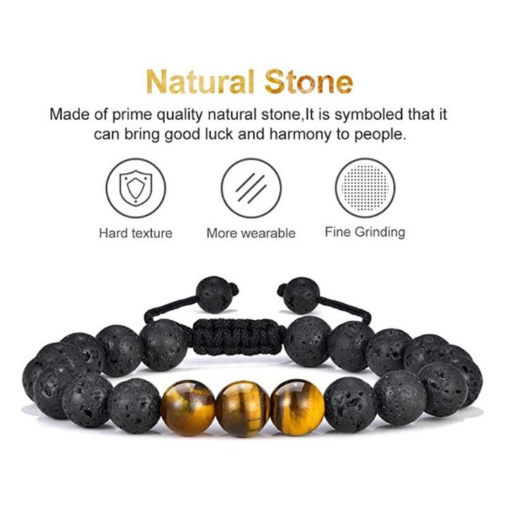 Skanto | Tiger Eye Lava Rock Stone Armbånd