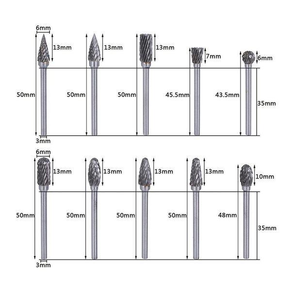 10 i 1 Wolframstål Slipende Hode (10PCS) | Skanto