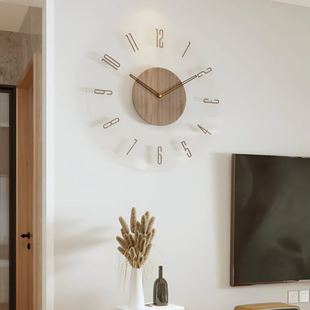 Skanto | Stille veggur Tre Lys – Moderne klokke med akryl design for stue