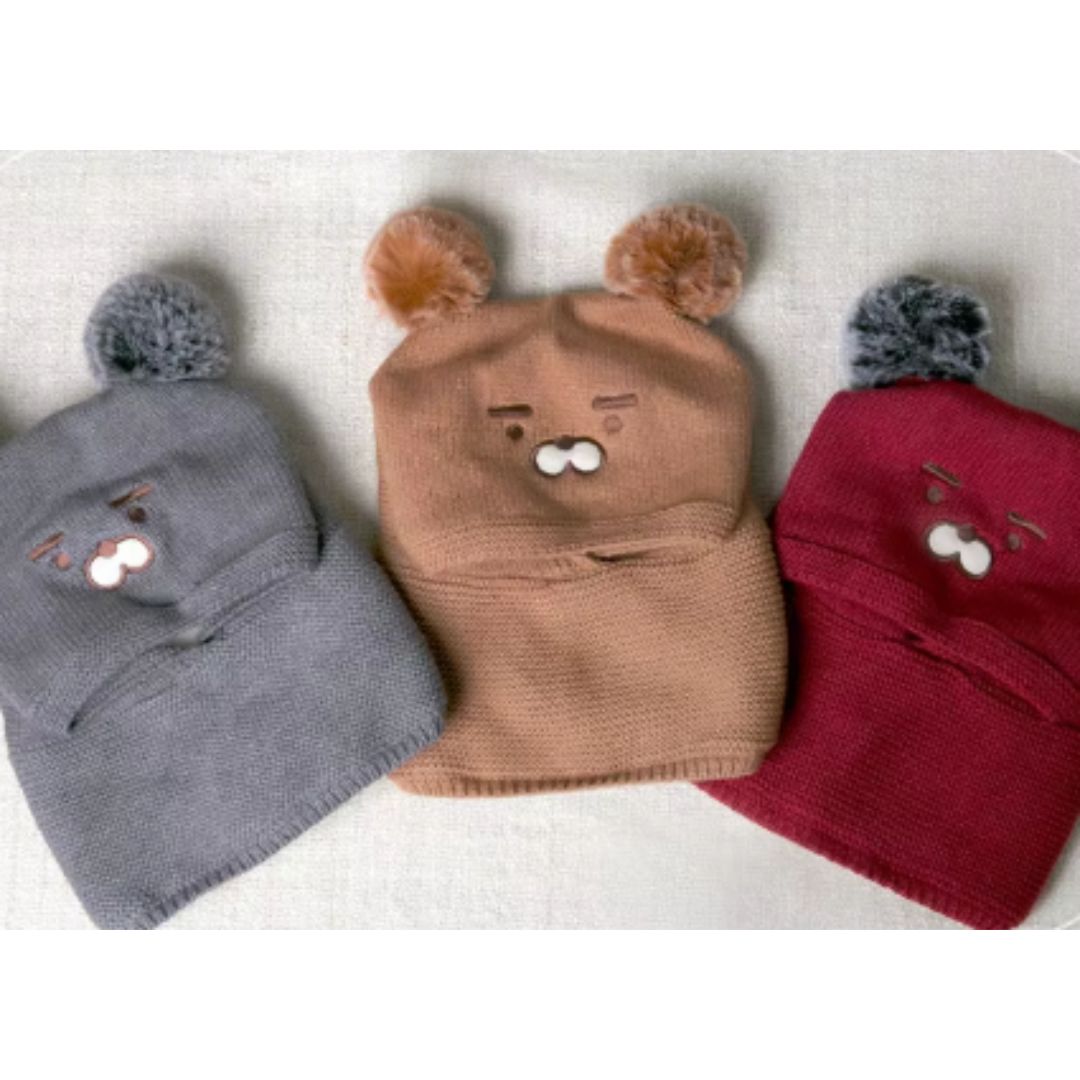 Norvo | Baby Vinterlue med Ører – Varme Strikket Lue med Fleecefor og Dyremønster