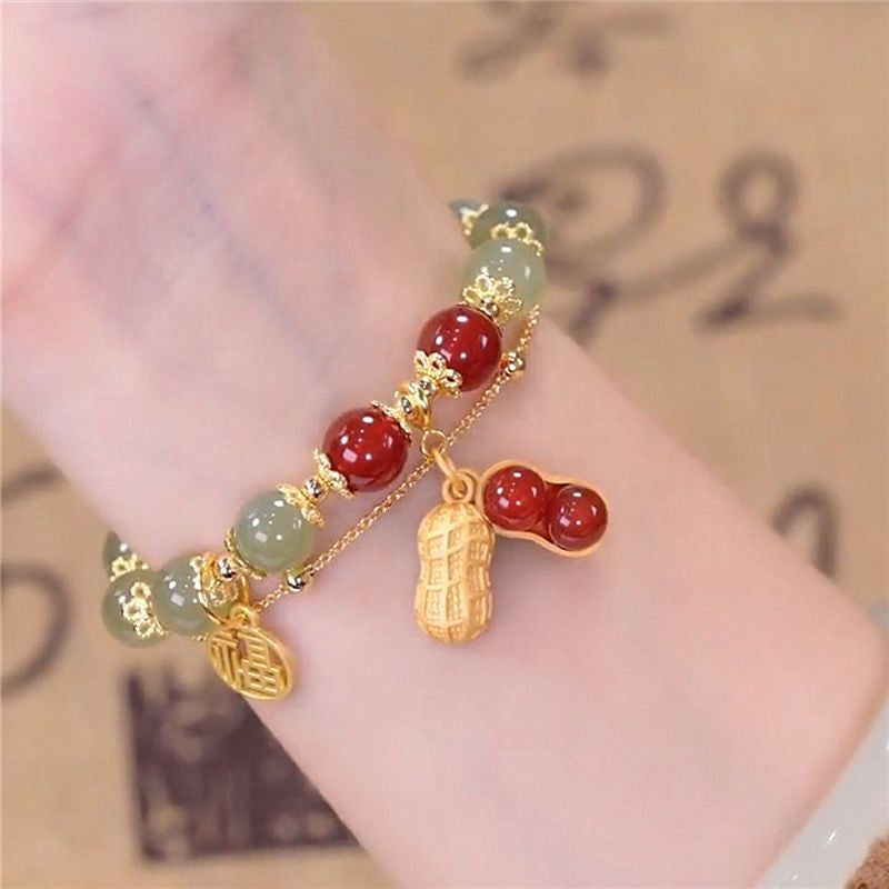 Skanto | Double Chain Natural Jade Bracelet