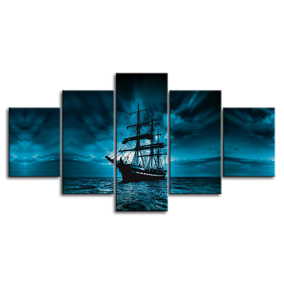 Deep Dark Ship - Lerret Vekst Kunst Maleri