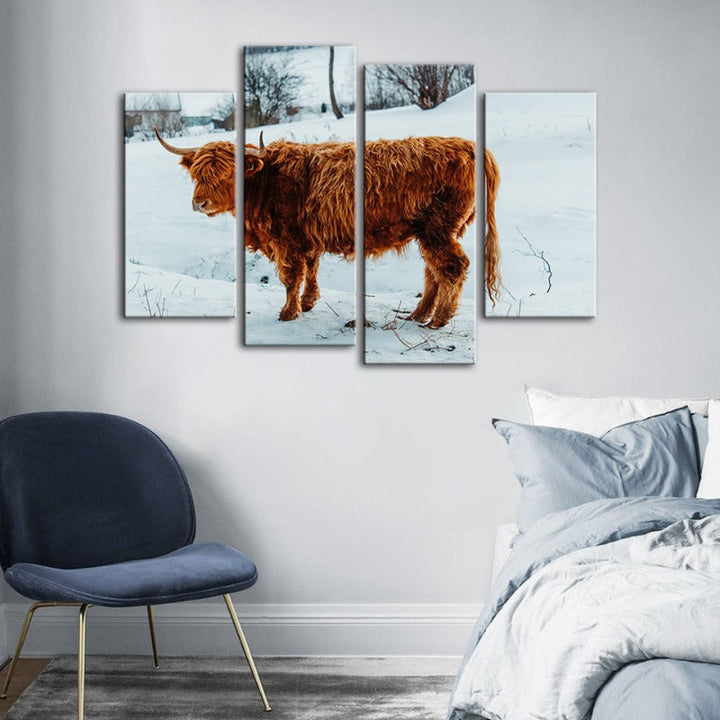 4-delt curlende ku - Canvas veggkunstmaleri | Skanto