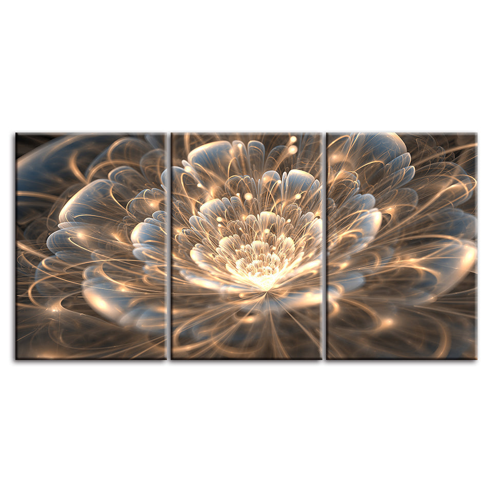 Mystisk blomst, 3-delt – lerretbilde