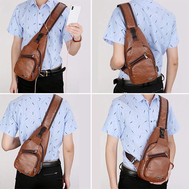 Skanto | Skulderveske Crossbody bag for menn med USB-ladeport
