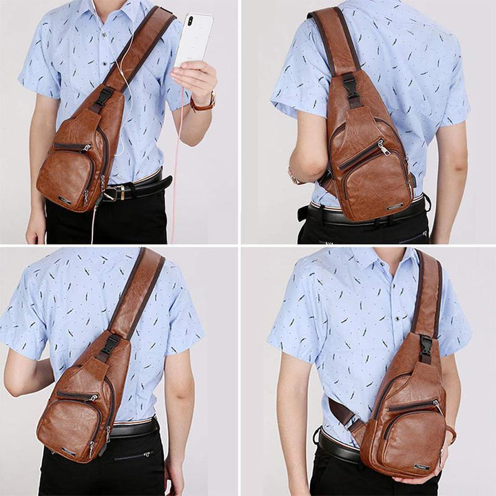 Skanto | Skulderveske Crossbody bag for menn med USB-ladeport
