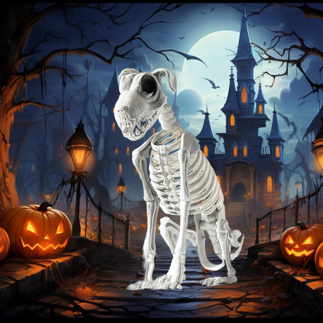 Gruselige Skeletthund-Halloween-Dekorasjonsstatue