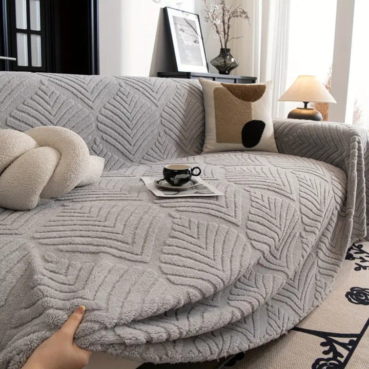 Skanto | Herringbone Leaf Design Fleece Sofa Cover