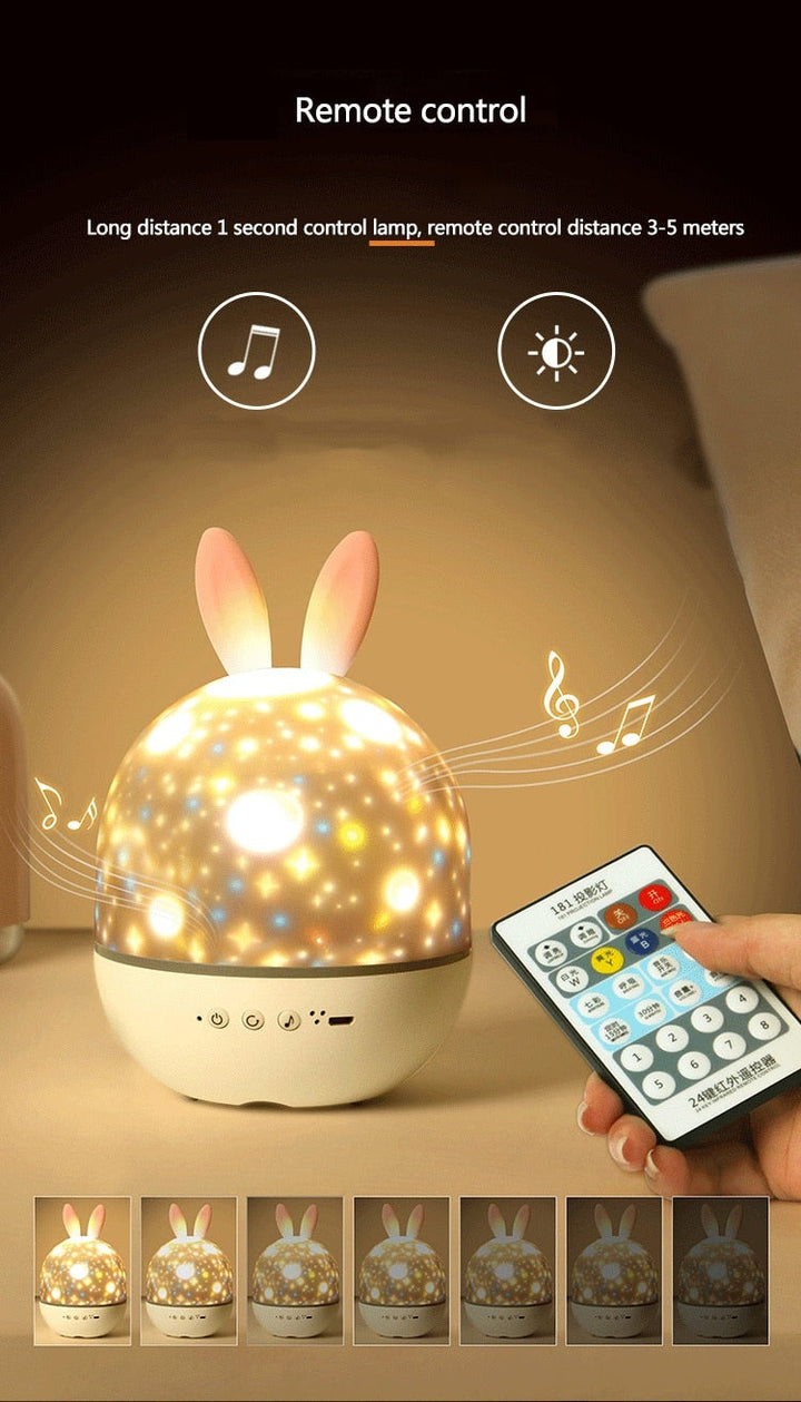 LED Universe Stars Bunny Prosjektor Nattlys | Skanto