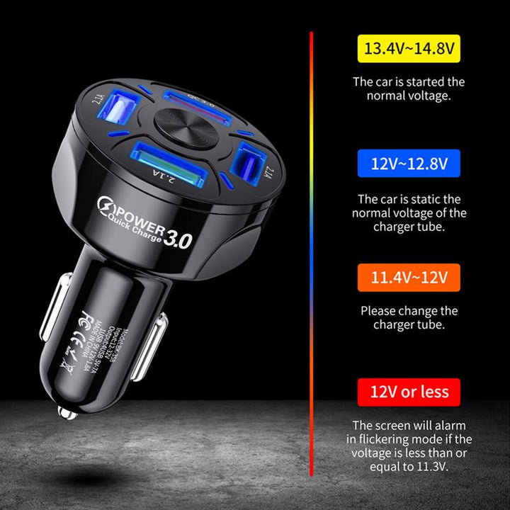 Skanto | 4 porter USB bil lader hurtig lading